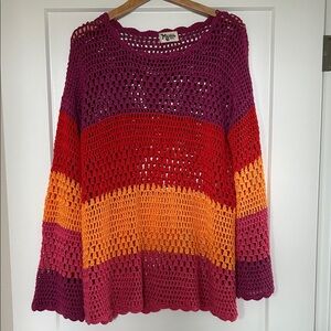 Show me your Mumu Vibrant Crochet Sweater in Purple, Red, and Orange